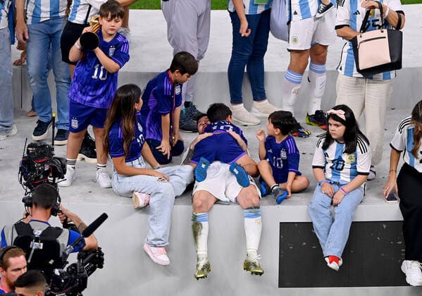 FOOTBALL World Cup 2022 Final Argentina France 18 12 2022 Lionel Messi with children and his wife