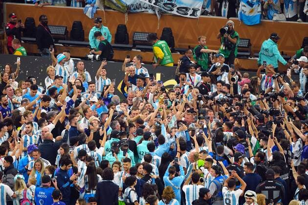 Mandatory Credit: Photo by Javier Garcia Shutterstock (13670815la) Argentina players celebrate after winning the World Cup final Argentina v France, FIFA World Cup, WM, Weltmeisterschaft, Fussball 2022, Final, Football, Lusail Stadium, Al Daayen, Qatar - 18 Dec 2022 Editorial Use Only Argentina v France, FIFA World Cup 2022, Final, Football, Lusail Stadium, Al Daayen, Qatar - 18 Dec 2022 Editorial Use Only Copyright: xJavierxGarcia Shutterstockx 13670815la