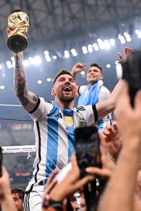 FOOTBALL World Cup 2022 Final Argentina France 18 12 2022 Lionel Messi Argentina with the World Cup trophy