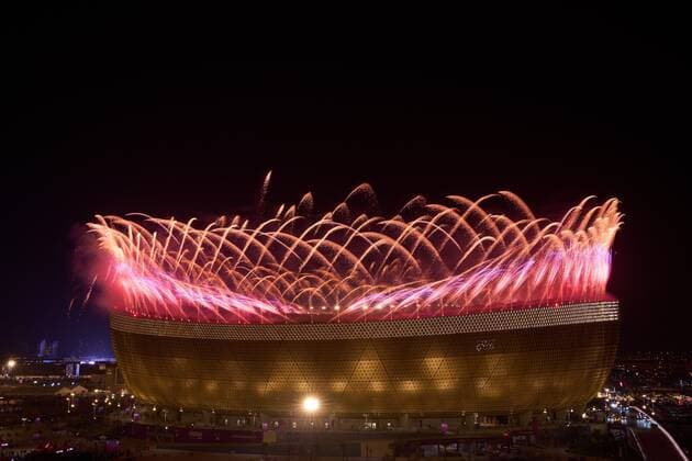 RECORD DATE NOT STATED FIFA World Cup, WM, Weltmeisterschaft, Fussball Qatar 2022 Argentina vs France Final Fireworks during the game Argentina vs France, corresponding to the great final of the FIFA World Cup Qatar 2022, at Lusail Stadium, Lusail, Doha, on December 18, 2022. <br><br> Pirotecnia durante el partido Argentina vs Francia, correspondiente a la gran final de la Copa Mundial de la FIFA Catar 2022, en el Estadio Lusail, Lusail, Doha, el 18 de Diciembre de 2022 LUSAIL DOHA QATAR  Copyright: xCristianxdexMarchenax 20221218_11839