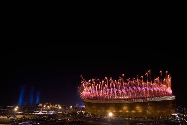 RECORD DATE NOT STATED FIFA World Cup, WM, Weltmeisterschaft, Fussball Qatar 2022 Argentina vs France Final Fireworks during the game Argentina vs France, corresponding to the great final of the FIFA World Cup Qatar 2022, at Lusail Stadium, Lusail, Doha, on December 18, 2022. <br><br> Pirotecnia durante el partido Argentina vs Francia, correspondiente a la gran final de la Copa Mundial de la FIFA Catar 2022, en el Estadio Lusail, Lusail, Doha, el 18 de Diciembre de 2022 LUSAIL DOHA QATAR  Copyright: xCristianxdexMarchenax 20221218_11841