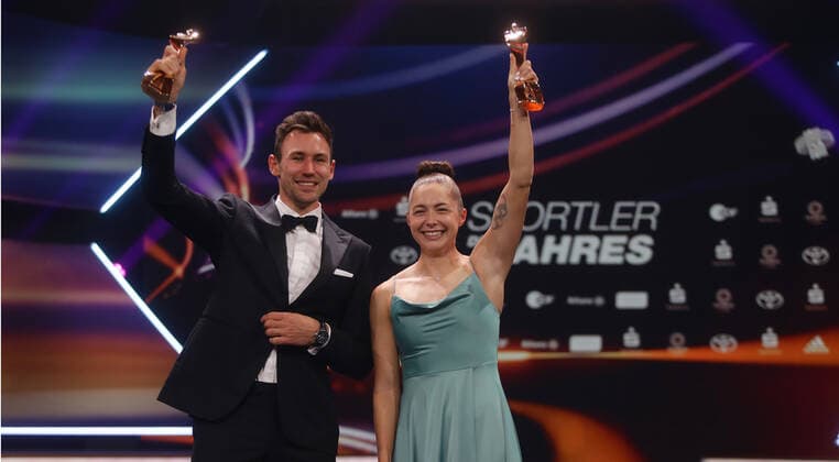 Baden Baden , Athlete of the Year 2022 , from left Gina Lückenkemper Niklas Kaul
