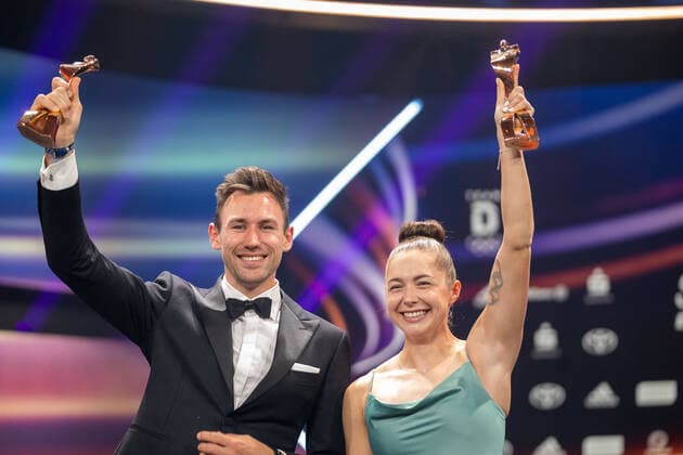 Gina Lueckenkemper and Niklas Kaul , athlete of the year, awarding the honor in 2022, 18 12 2022, Eibner Pressefoto Sascha Walther athlete of the year, awarding the honor in 2022, 18 12 2022 Baden Baden. Copyright: xEibner-Pressefotox EP_EER