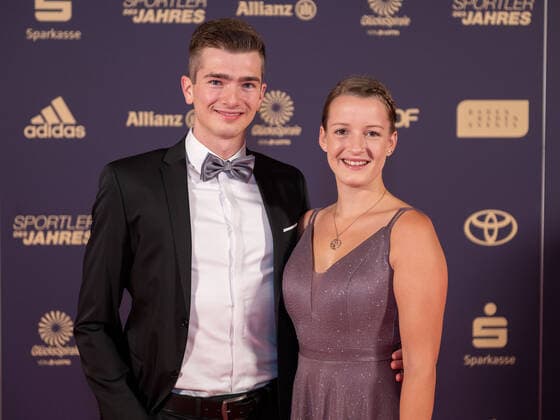Lukas Kohl and Sabrina Sabritz, sportsman of the year, awarding the honor in 2022, 18 12 2022, Eibner press photo Sascha Walther sportsman of the year, awarding the honor in 2022, 18 12 2022 Baden Baden. Copyright: xEibner-Pressefotox EP_EER