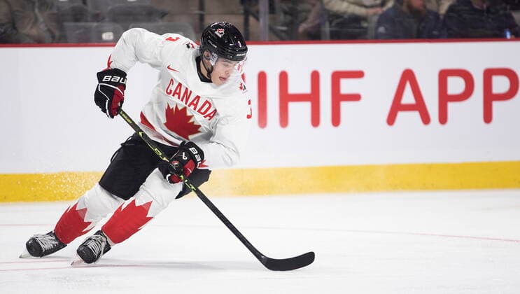 December 19, 2022, Moncton, NB, Canada: Canada™s Olen Zellweger skates against Switzerland during third period IIHF World Junior Hockey Championship pre-tournament hockey action in Moncton, N.B., on Monday, Dec. 19, 2022. Canada News - December 19, 2022  - ZUMAc35_ 20221219_zaf_c35_071 Copyright: xRonxWardx