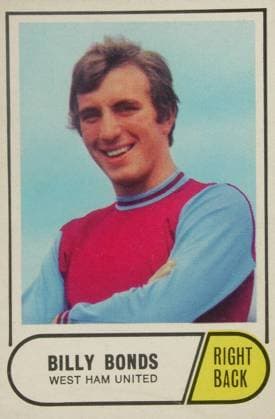 Billy Bonds - West Ham United Billy Bonds - West Ham United Moved from Charlton Athletic to West Ham for £50,000 in May 1967, and quickly established himself in the defence. An attacking full back, he played on the right wing a few times at the end of last season. Great Britain  Copyright: xTopFotox 0111928