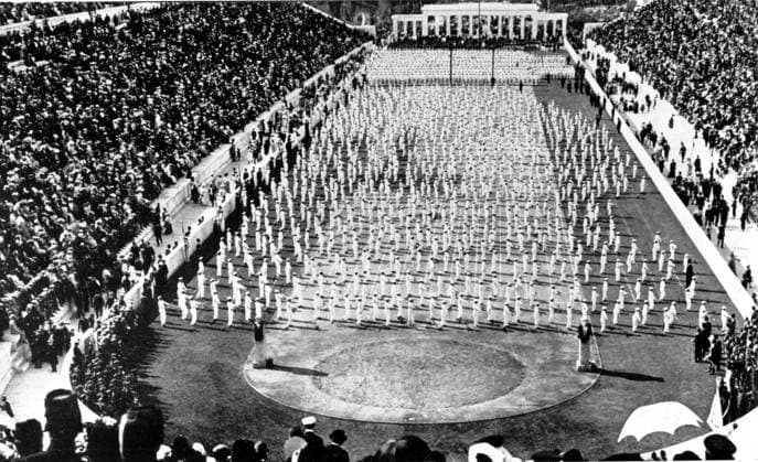 Greek boys in the Olympic Stadium, Gymnastic Display 1906. Greece  Copyright: xTopFotox 0627151