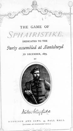Major Walter Clopton Wingfield on the title page of his book, took out a patent for his game of lawn tennis in February 1874. Great Britain  Copyright: xTopFotox 0715122