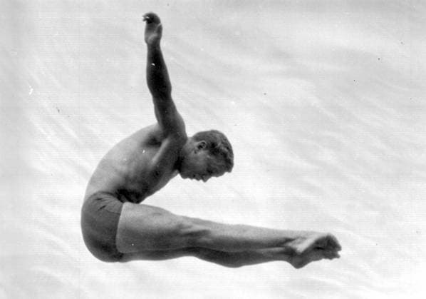 Olympic Games, Olympische Spiele, Olympia, OS Rome: Britain s Brian Phelps in semi final of High Diving Event at Olympic Games in Rome. Second with score of 101.85 points. 1 September 1960 Italy  Copyright: xTopFotox 0721071
