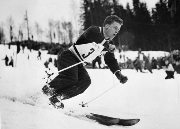 Gold and Silver Stein Eriksen Winter Olympics in Oslo Stein Eriksen the Norwegian won the men s Giant Slalom and came second in the Slalom at Rodkleiva 20th February 1952 Norway  Copyright: xTopFotox UPI59957