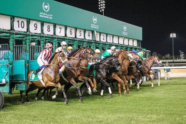 Sport Themen der Woche KW51 Sport Bilder des Tages Mandatory Credit: Photo by Cedric Lane Shutterstock (13680239ap) AL NAYYIR (GB) (Red and White Cap) ridden by Sam Hitchcott wins the 12.05F Dubai Airports Handicap, race 4, at Dubai Meydan race track. Horse Racing, Meydan, Dubai, United Arab Emirates - 23 Dec 2022 Domestic Meeting, Flat racing dirt surface, 7 Thoroughbred races. Horse Racing, Meydan, Dubai, United Arab Emirates - 23 Dec 2022  Copyright: xCedricxLane Shutterstockx 13680239ap