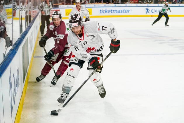 DAVOS, SWITZERLAND DECEMBER 26 Colton Sceviour of Team Canada in action during the match between HC Sparta Praha and Team Canada at Hockey Club Davos on December 26, 2022 in Davos, Switzerland Davos Graubunden Switzerland  Copyright: xJustPictures.ch JarixPestelaccix