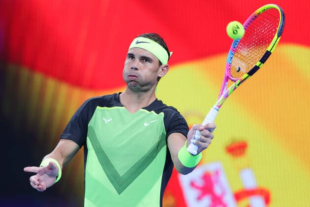 Rafael Nadal of Spain plays a shot in the Group D match during United Cup at Ken Rosewall Arena, Sydney Olympic Park Tennis Centre, Sydney, Australia on 2nd January 2023. Copyright: xPeterxDovganx 35100350