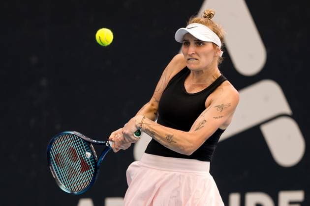 TENNIS ADELAIDE INTERNATIONAL, MarkÃ ta VondrouÅ¡ova of Czechia in her match against Ekaterina Alexandrova during the 2023 Adelaide International Tennis Tournament at the Memorial Drive Tennis Centre in Adelaide, Tuesday, January 3, 2023. ( NO ARCHIVING, EDITORIAL USE ONLY, NO USE IN BOOKS WITHOUT CONSENT ADELAIDE SOUTH AUSTRALIA AUSTRALIA  Copyright: xMATTxTURNERx 20230103001748374235