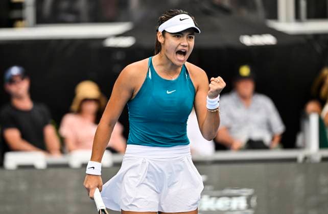 3rd January 2022: Auckland, New Zealand: Great Britain s Emma Raducanu reacts during play on Day 2 of the women s ASB Classic at the ASB Tennis Arena,  ActionPlus12464274 AndrewxCornaga