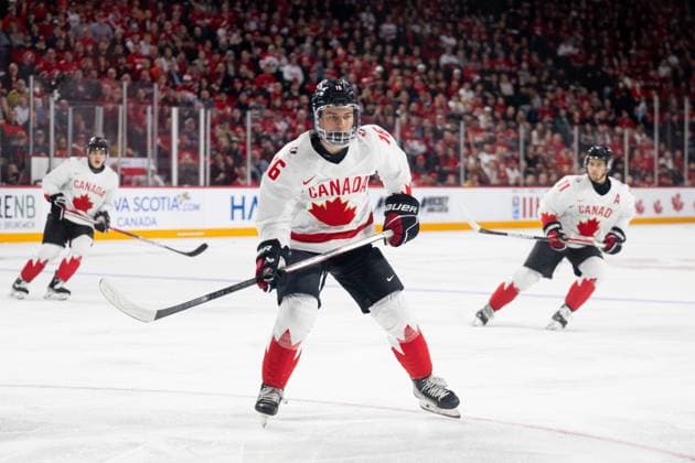 230105 Connor Bedard of Canada during the 2023 IIHF World Junior Championship semifinal between USA and Canada on January 5, 2023 in Halifax Photo Simon Hastegard BILDBYRAN kod SH SH0402 ishockey ice hockey jvm junior vm u20 2023 iihf world junior championship world juniors semifinal semifinals usa canada kanada bbeng,  Copyright: SIMONxHASTEGARD BB230105SH005