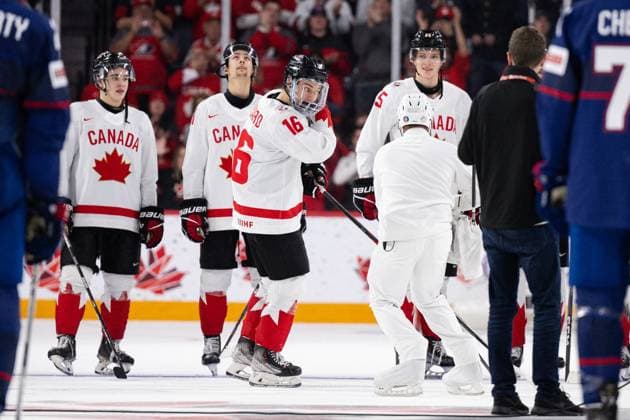 230105 Connor Bedard of Canada after the 2023 IIHF World Junior Championship semifinal between USA and Canada on January 5, 2023 in Halifax Photo Simon Hastegard BILDBYRAN kod SH SH0402 ishockey ice hockey jvm junior vm u20 2023 iihf world junior championship world juniors semifinal semifinals usa canada kanada bbeng,  Copyright: SIMONxHASTEGARD BB230105SH042