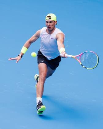 January 5, 2023: RAFAEL NADAL (ESP) practising on Rod Laver Arena ahead of the 2023 Australian Open in Melbourne, Australia. Cal Media USA - ZUMAc04_ 20230105_zaf_c04_006 Copyright: xSydneyxLowx