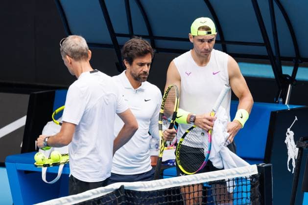 January 5, 2023: RAFAEL NADAL (ESP) practising on Rod Laver Arena ahead of the 2023 Australian Open in Melbourne, Australia. Cal Media USA - ZUMAc04_ 20230105_zaf_c04_011 Copyright: xSydneyxLowx