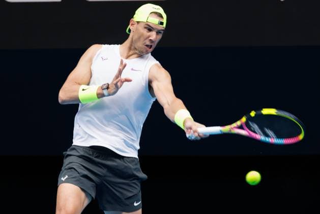 January 5, 2023: RAFAEL NADAL (ESP) practising on Rod Laver Arena ahead of the 2023 Australian Open in Melbourne, Australia. Cal Media USA - ZUMAc04_ 20230105_zaf_c04_030 Copyright: xSydneyxLowx