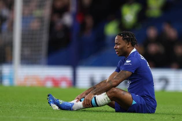 5th January 2023; Stamford Bridge, Chelsea, London, England: Premier League Football, Chelsea versus Manchester City; Raheem Sterling of Chelsea goes down injured  ActionPlus12465018 ShaunxBrooks