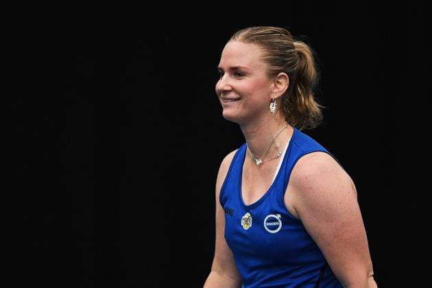 6th January 2022: Auckland, New Zealand: Ysaline Bonaventure of Germany after winning her match against Leylah Fernandez of Canada during play on Day 5 of the 2023 Womens s ASB Classic. ASB Tennis Centre, Auckland, New Zealand.  ActionPlus12465133 ChrisxSymes