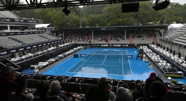 6th January 2022: Auckland, New Zealand: A general view as the rain continues to fall on Day 5 of the women s ASB Classic at the ASB Tennis Arena, Auckland, New Zealand  ActionPlus12465149 AndrewxCornaga