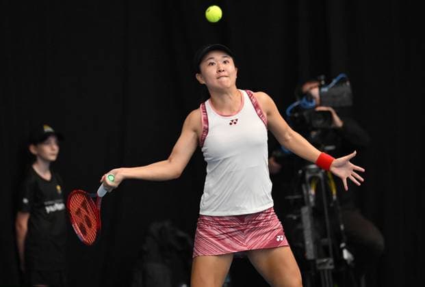 6th January 2022: Auckland, New Zealand: China s Lin Zhu on Day 5 of the women s ASB Classic at the ASB Tennis Arena, Auckland, New Zealand  ActionPlus12465162 AndrewxCornaga