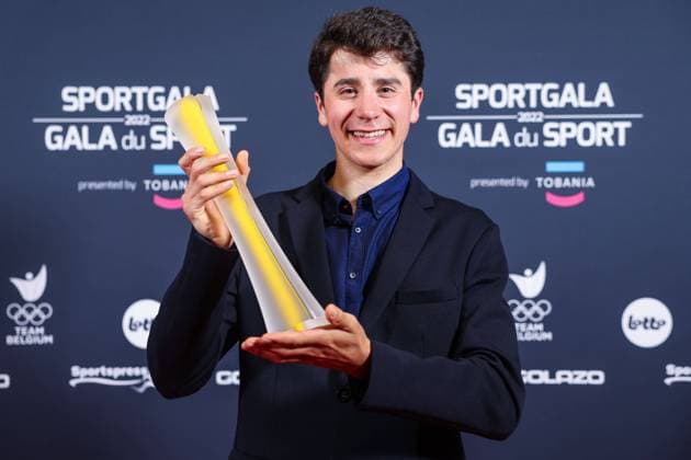 Belgian road cyclist Cian Uijtdebroeks wins the Belofte van het jaar Espoir de l année award during the Sportgala award show, to announce the women and men of the year 2022, Friday 06 January 2023 in Antwerp. KURTxDESPLENTER  x57922898x