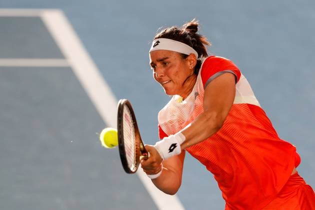 TENNIS ADELAIDE INTERNATIONAL, Ons Jabeur of Tunisia in her match against Linda Noskova of Czechia during the 2023 Adelaide International Tennis Tournament at the Memorial Drive Tennis Centre in Adelaide, Saturday, January 7, 2023. ( NO ARCHIVING, EDITORIAL USE ONLY, NO USE IN BOOKS WITHOUT CONSENT ADELAIDE SOUTH AUSTRALIA AUSTRALIA  Copyright: xMATTxTURNERx 20230107001749707579