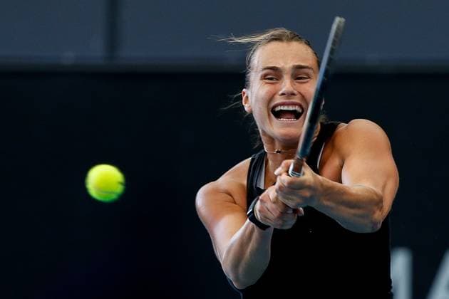 TENNIS ADELAIDE INTERNATIONAL, Aryna Sabalenka during her match against Linda Noskova of Czechia in the Womens Singles Final 2023 Adelaide International Tennis Tournament at the Memorial Drive Tennis Centre in Adelaide, Sunday, January 8, 2023. ( NO ARCHIVING, EDITORIAL USE ONLY, NO USE IN BOOKS WITHOUT CONSENT ADELAIDE SOUTH AUSTRALIA AUSTRALIA  Copyright: xMATTxTURNERx 20230108001750071238