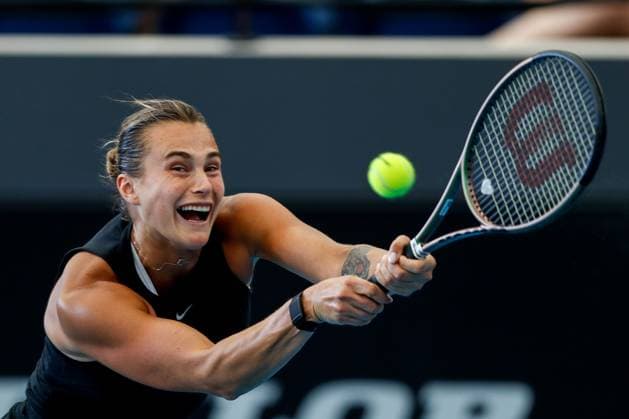 TENNIS ADELAIDE INTERNATIONAL, Aryna Sabalenka during her match against Linda Noskova of Czechia in the Womens Singles Final 2023 Adelaide International Tennis Tournament at the Memorial Drive Tennis Centre in Adelaide, Sunday, January 8, 2023. ( NO ARCHIVING, EDITORIAL USE ONLY, NO USE IN BOOKS WITHOUT CONSENT ADELAIDE SOUTH AUSTRALIA AUSTRALIA  Copyright: xMATTxTURNERx 20230108001750071272