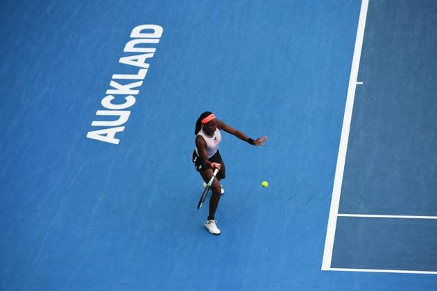 8th January 2022: Auckland, New Zealand: Coco Gauff of the USA during her singles Final match of the 2023 Womens s ASB Classic. ASB Tennis Centre, Auckland, New Zealand.  ActionPlus12466039 ChrisxSymes