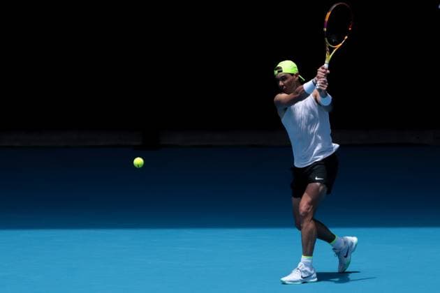 TENNIS AUSTRALIAN OPEN PRACTICE SESSIONS, Rafael Nadal of Spain in action during an Australian Open practice session at Melbourne Park, in Melbourne, Tuesday, January 10, 2023. ( NO ARCHIVING, EDITORIAL USE ONLY, NO USE IN BOOKS WITHOUT CONSENT MELBOURNE VIC AUSTRALIA  Copyright: xDIEGOxFEDELEx 20230110001750659065