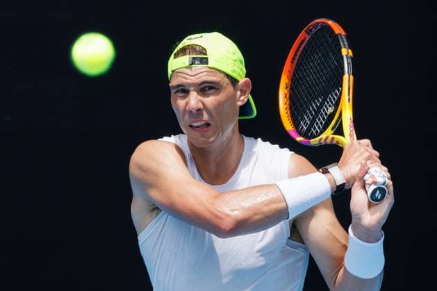 January 10, 2023: RAFAEL NADAL (ESP) practising on Rod Laver Arena ahead of the 2023 Australian Open in Melbourne, Australia. Cal Media USA - ZUMAc04_ 20230110_zaf_c04_019 Copyright: xSydneyxLowx