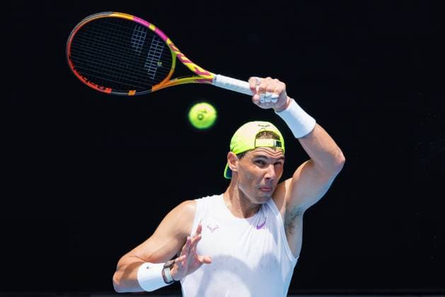 January 10, 2023: RAFAEL NADAL (ESP) practising on Rod Laver Arena ahead of the 2023 Australian Open in Melbourne, Australia. Cal Media USA - ZUMAc04_ 20230110_zaf_c04_035 Copyright: xSydneyxLowx