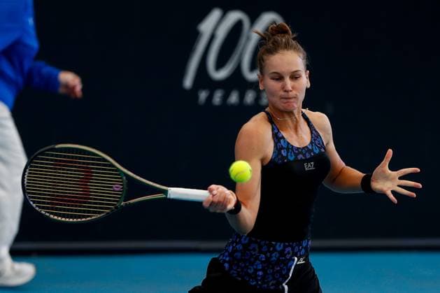 TENNIS ADELAIDE INTERNATIONAL, Veronika Kudermetova in her match against Victoria Azarenka during the 2023 Adelaide International Tennis Tournament at the Memorial Drive Tennis Centre in Adelaide, Tuesday, January 10, 2023. ( NO ARCHIVING, EDITORIAL USE ONLY, NO USE IN BOOKS WITHOUT CONSENT ADELAIDE SOUTH AUSTRALIA AUSTRALIA  Copyright: xMATTxTURNERx 20230110001750713324