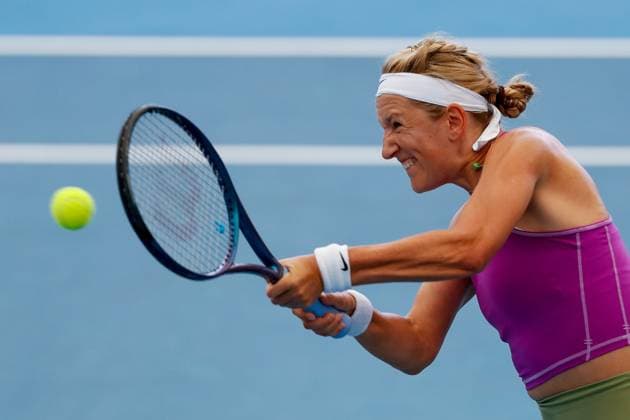TENNIS ADELAIDE INTERNATIONAL, Victoria Azarenka in her match against Veronika Kudermetova during the 2023 Adelaide International Tennis Tournament at the Memorial Drive Tennis Centre in Adelaide, Tuesday, January 10, 2023. ( NO ARCHIVING, EDITORIAL USE ONLY, NO USE IN BOOKS WITHOUT CONSENT ADELAIDE SOUTH AUSTRALIA AUSTRALIA  Copyright: xMATTxTURNERx 20230110001750713407