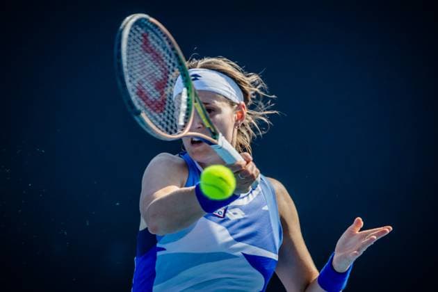 Belgian Greet Minnen pictured in action during a first round game of the women s qualifications between Belgian Minnen WTA, Tennis Damen 223) and Swiss Waltert (WTA 129) ahead of the Australian Open tennis Grand Slam, Tuesday 10 January 2023 in Melbourne Park, Melbourne, Australia. PATRICKxHAMILTON  x58020650x