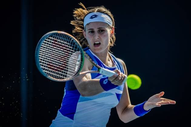 Belgian Greet Minnen pictured in action during a first round game of the women s qualifications between Belgian Minnen WTA, Tennis Damen 223) and Swiss Waltert (WTA 129) ahead of the Australian Open tennis Grand Slam, Tuesday 10 January 2023 in Melbourne Park, Melbourne, Australia. PATRICKxHAMILTON  x58020658x
