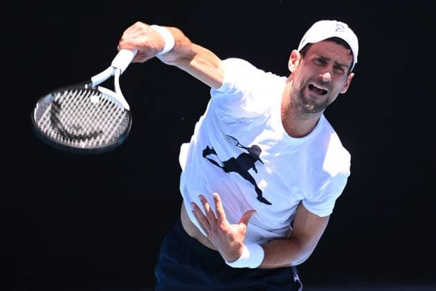AUSTRALIAN OPEN PRACTICE, Novak Djokovic of Serbia in action against Daniil Medvedev of Russia during an Australian Open practice match at Melbourne Park in Melbourne, Wednesday, January 11, 2023. ( NO ARCHIVING, EDITORIAL USE ONLY, NO USE IN BOOKS WITHOUT CONSENT MELBOURNE VIC AUSTRALIA  Copyright: xJAMESxROSSx 20230111001750999424
