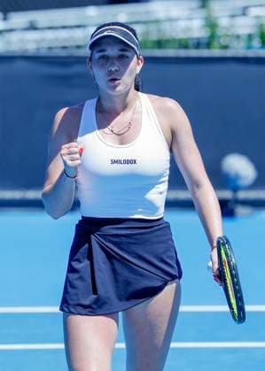 Eva Lys makes fist and cheers,Cheers,Joy,Emotion, Australian Open 2023, Qualifier in Melbourne, Victoria, Australia Copyright: xJuergenxHasenkopfx