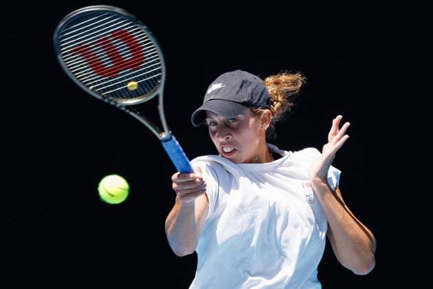 January 11, 2023: Madison Keys practising on Rod Laver Arena ahead of the 2023 Australian Open in Melbourne, Australia. Cal Media USA - ZUMAc04_ 20230111_zaf_c04_012 Copyright: xSydneyxLowx