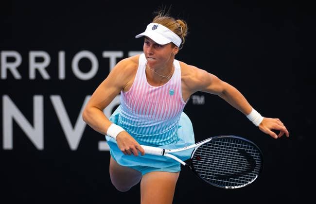 January 10, 2023, ADELAIDE, AUSTRALIA: Liudmila Samsonova of Russia in action during the first round of the 2023 Adelaide International 2 WTA, Tennis Damen 500 tennis tournament ADELAIDE AUSTRALIA - ZUMAa181 20230110_zaa_a181_005 Copyright: xRobxPrangex
