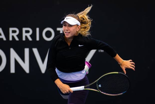 January 10, 2023, ADELAIDE, AUSTRALIA: Amanda Anisimova of the United States in action during the first round of the 2023 Adelaide International 2 WTA, Tennis Damen 500 tennis tournament ADELAIDE AUSTRALIA - ZUMAa181 20230110_zaa_a181_008 Copyright: xRobxPrangex