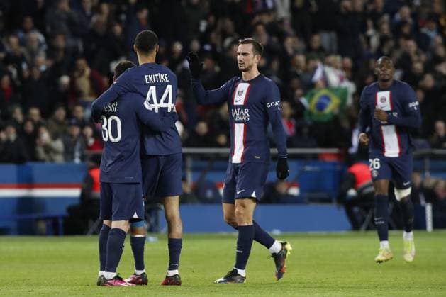 Joie - But - Lionel Messi (PSG) - Hugo Ekitike (PSG) - Fabian Ruiz (PSG) FOOTBALL : Paris St Germain Vs Angers - Ligue 1 - 11 01 2023 MichaelBaucher Panoramic 