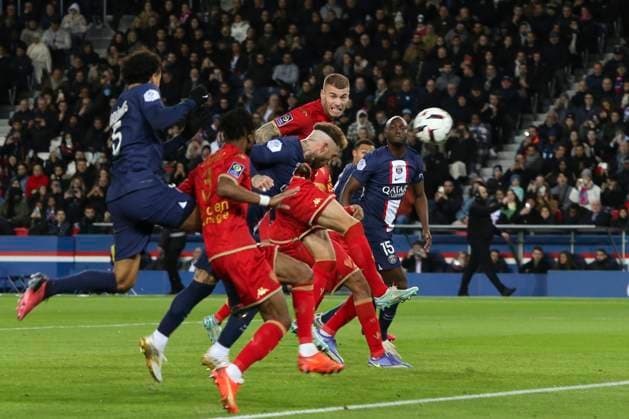 Marquinhos (PSG) - Sergio Ramos (PSG) - Danilo Pereira (PSG) FOOTBALL : Paris St Germain Vs Angers - Ligue 1 - 11 01 2023 MichaelBaucher Panoramic 