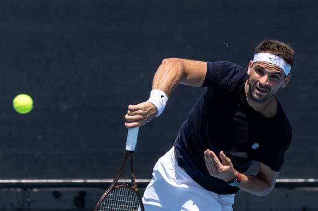 TENNIS AUSTRALIAN OPEN, Grigor Dimitrov of Bulgaria during the 2023 Australian Open tennis tournament at Melbourne Park in Melbourne, Thursday, January 12, 2023. ( NO ARCHIVING, EDITORIAL USE ONLY, NO USE IN BOOKS WITHOUT CONSENT MELBOURNE VICTORIA AUSTRALIA  Copyright: xDIEGOxFEDELEx 20230112001751332104