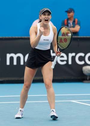 Eva Lys makes fist and cheers, jubilation, joy, emotion,Australian Open Qualifier,Melbourne Park Melbourne,Victoria Australia Copyright: xJuergenxHasenkopfx