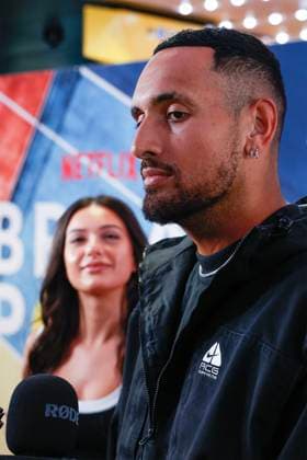 Nick Kyrgios Nick Kyrgios and girlfriend Costeen Hatzipourganis, Netflix Breakpoint Red carpet event, Australian Open 2023, Melbourne Park, Victoria, Australia Australian Open Melbourne Park Melbourne Victoria Australia 12 01 2023 Copyright: xJuergenxHasenkopfx